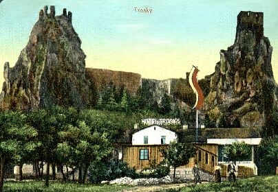 dobová pohlednice hradu Trosky z r. 1912 - zdroj:http://www.hrady-zriceniny.cz/s_trosky.htm