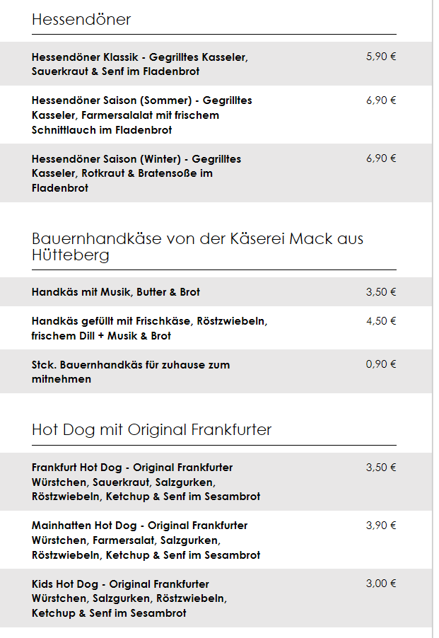 Speisekarte