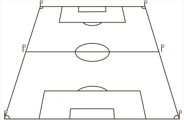 Fotbollsplan med linjer