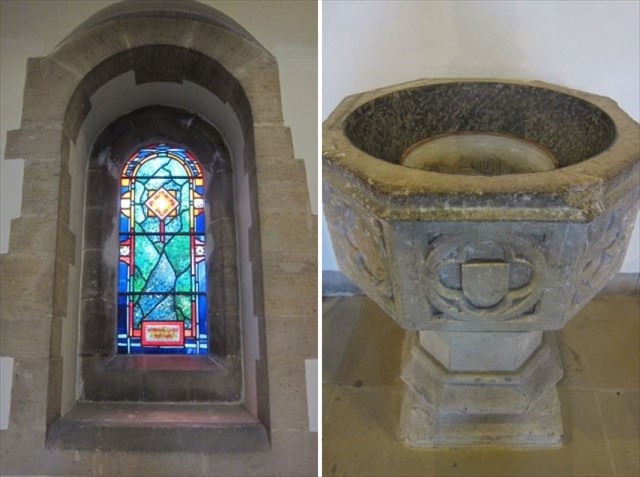 Ladies Stained Glass Window and Font Ladies Stained Glass Window and Font