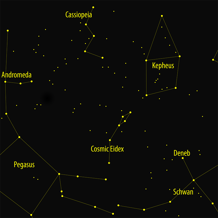 Das Sternbild der Eidechse und Umgebung