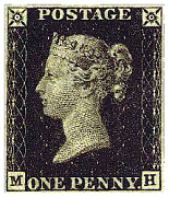 patrně první známka na světě - tzv. Penny Black